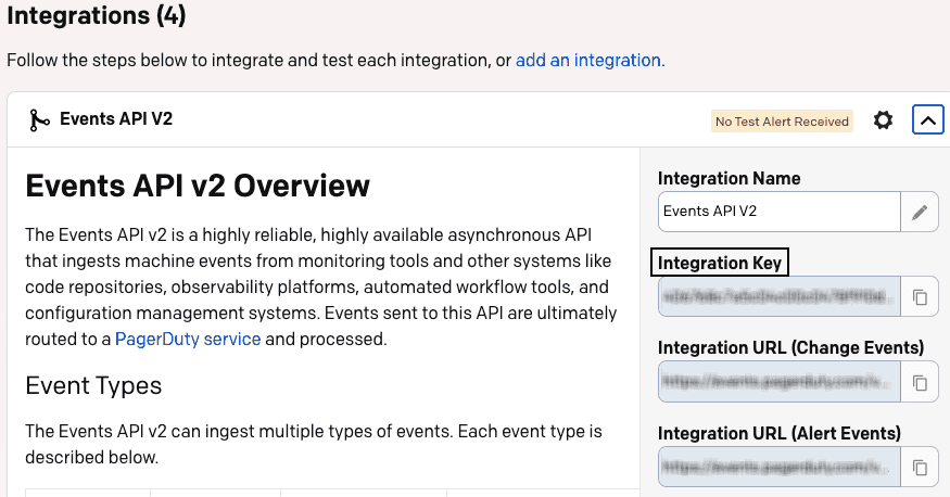 PagerDuty integration key